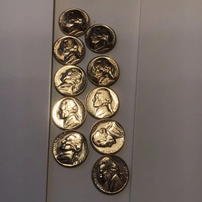  1966 Jefferson Nickels  Lot Special Mint Set Coins 5 Cents SMS lot of 10   - Image 1 of 4