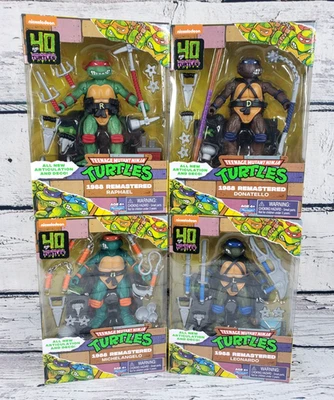 2024 TMNT 1988 Remastered Playmates Set Of 4 Ninja Turtles 40th Anniversary New - Image 1 of 4