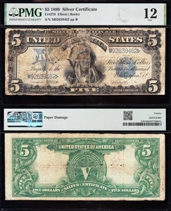 Fine graded 1899 $5 "INDIAN CHIEF" Silver Certificate PMG 12! FREE SHIP! 39462 - Picture 1 of 3