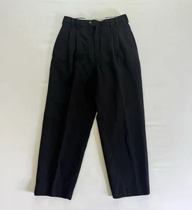 Vintage Mino Lombardi Pants Black Straight Leg Pure Wool Made in Italy 30x27 - Picture 1 of 11