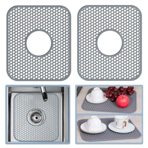 2 Pack Silicone Sink Mat, 13.58''x 11.6'' Sink Protectors for Kitchen Sink wi... - Picture 1 of 9