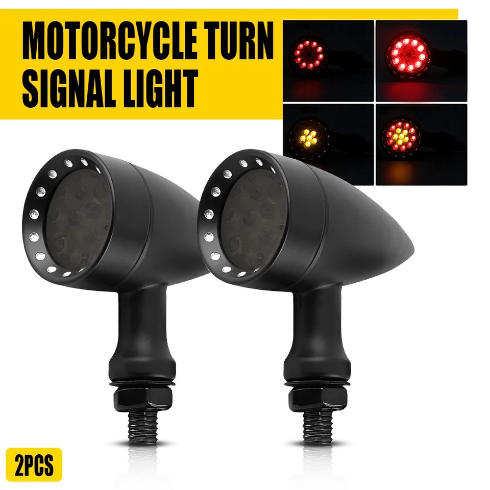 2X Señales LED ámbar para motocicleta freno rojo giro para luz Yamaha Kawasaki Suzuki Foto 1 de 4