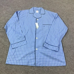 Camisa de pijama Brooks Brothers para hombre mediana azul guinga algodón pipa botón delantero - Imagen 1 de 9