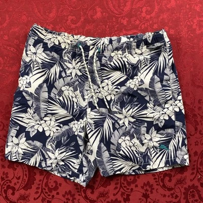 Tommy Bahama RELAX Bañador Hombre Mediano Azul Hoja de Palma Floral Hawaiano *Leer Foto 1 de 4