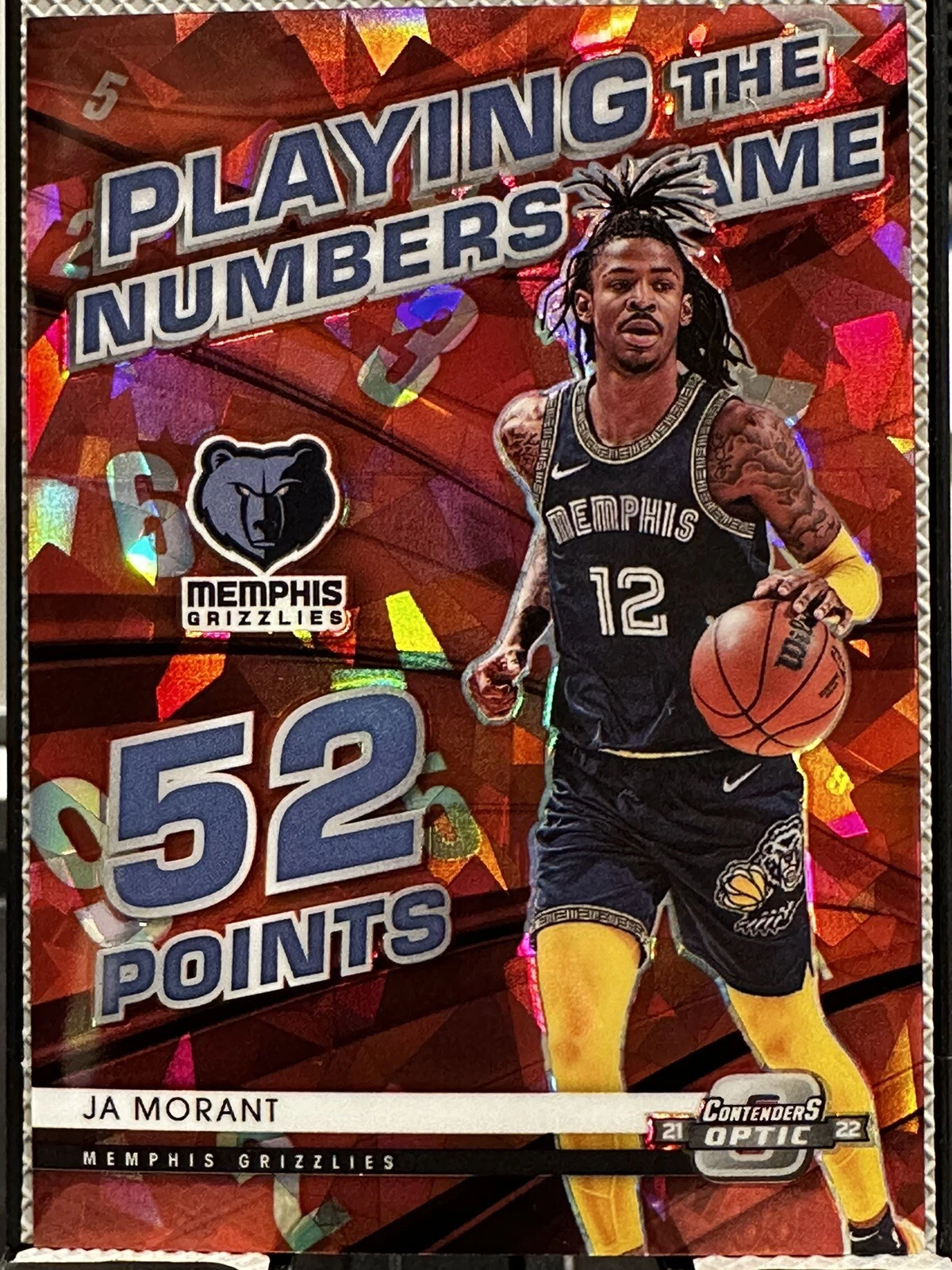 2021-22 Contenders Optic Ja Morant PLAYING THE NUMBERS GAME RED CRACKED ICE #7