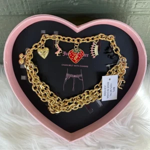 Juicy Couture Gold Logo Rhinestone Charm Chain Link Belt Medium / LARGE NEW - Picture 1 of 7