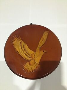 Brown Polished Round Wooden Plate Eagle Wall Hanging Home Decoration
