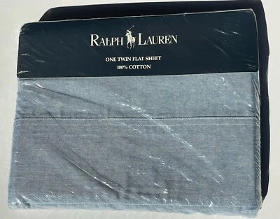 NUEVO RARO RALPH LAUREN Denim *Blue Chambray *DOBLE HOJA PLANA Blue Pony Label 1994 Foto 1 de 4