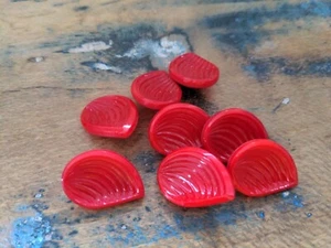 ♥Nº13- 8 Piezas Botones Vidrio Antiguos Hojas Rojas 27x20mm♥ - Imagen 1 de 2