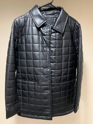 Женские Sam Edelman искусственной кожи коробка выстеганная Shacket пальто черный размер S-новый с Ярлыками - Изображение 1 из 3