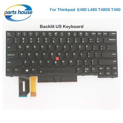 New Backlit Keyboard For Lenovo ThinkPad E480 L480 T480S T490 01YP360 01YP520 US - Image 1 of 3