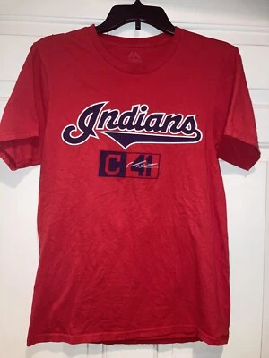 mlb Cleveland Indian’s Camiseta Béisbol Roja C41 Talla Pequeña Santana Foto 1 de 4