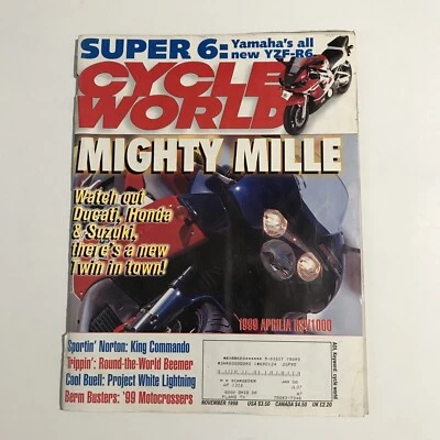 Vintage Cycle World Magazine November 1998 Ducati Honda Suzuki - Image 1 of 4
