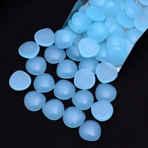 10 PCS BLUE COLOR GLASS 16X16 MM CABOCHONS, HEART SHAPE POLISHED LOOSE CRYSTALS. - Picture 1 of 6
