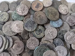 10 GENUINE HIGH QUALITY UNCLEANED ANCIENT ROMAN COINS. Silver coin Included! - Picture 1 of 7