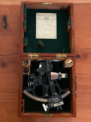 Hughes & Sons 1943 Sextant in Original mahogany box with key - Image 1 of 4