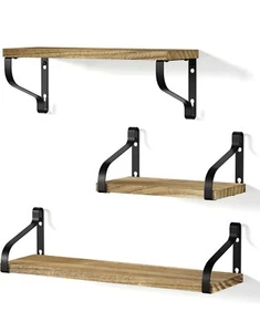 Love-KANKEI Rustic Shelves, Decorative Wall Shelf Set of 3, Floating Shelves