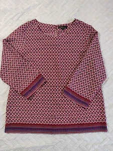 Dalia Collection women’s M Multicolor blouse 3/4 sleeve Scoop Neck Top - Picture 1 of 8