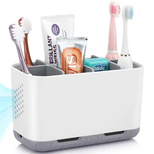 Boperzi Toothbrush & Toothpaste Holder, Adjustable Bathroom Organizer, Gray - Picture 1 of 6