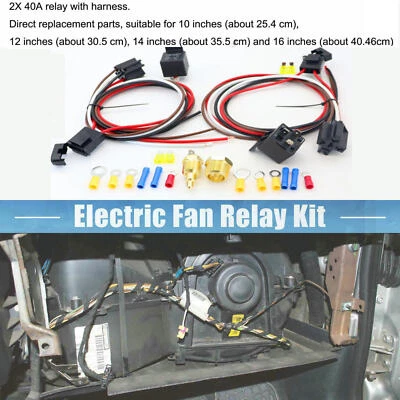 175°-185° Termostato Doble Ventilador Eléctrico Cableado Relé Sensor Kit 40Amp 12V Foto 1 de 4