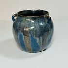 Vintage Art Pottery Thurin Ware German Flowing glaze vase Pot Blue Mid Century
