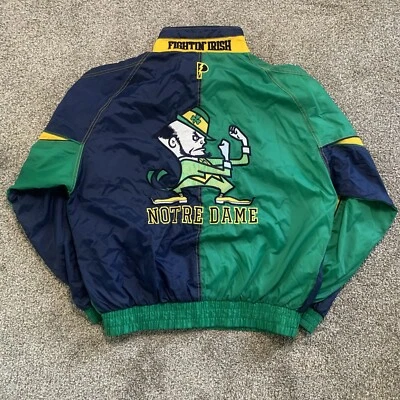 Vintage Embroidered  Men’s XL Pro Player Navy And Green Notre Dame Windbreaker - Image 1 of 4
