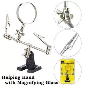 Rolson Soldering Iron Stand Heavy Duty Helping Hand with 60mm Magnifying Glass - Picture 1 of 12