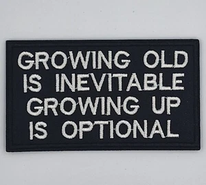 Growing Old Biker Motorcycle Vest Embroidered Patches Applique Badge Iron Sew On - Picture 1 of 5