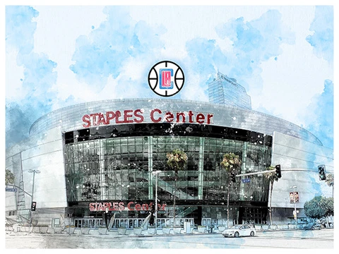 LA Clippers Poster Architectural Design Art Print Man Cave Decor 12x16" Cover