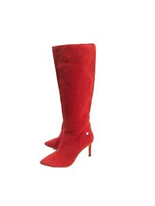 Louise et Cie Red Suede Boots Women's 5.5 M Over the Knee High Pull On Sock