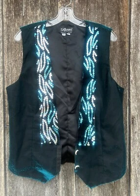 UNISEX SEQUINED PERFORMANCE/PARADE/MARDI GRAS VEST/BOWTIE SIZE M-RIVAR'S INC - Image 1 of 4