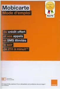 Carte sim prépayée orange 4G mobicarte 5€ de crédit inclus sans abonnement - Photo 1/2