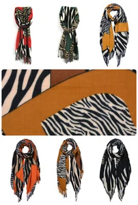 Damas Mezcla de Cachemira Estampado de Cebra Bufanda Borla Dobladillo Mujeres Invierno Chal 6735 - Imagen 1 de 9