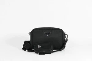 Prada Brique Black Re-Nylon Saffiano Leather Crossbody Bag with Pouch - Picture 1 of 13