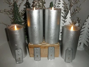 4  Luminara  9" Balsam Hill flameless Candles remote Silver SLIGHTLY IMPERFECT - Picture 1 of 11