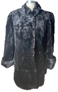 Abrigo columpio de piel vintage negro de piel fina LaBelle - Imagen 1 de 10