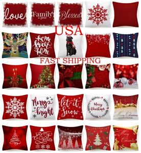 ⭐⭐Throw PILLOW COVERS Christmas Decorative Xmas 2-Sided Sofa Cushion Case 18x18"