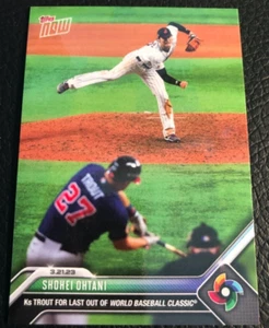 2023 Topps Now #WBC-71 Shohei Ohtani K's Mike Trout Baseball Card - Troutani WBC - Picture 1 of 3