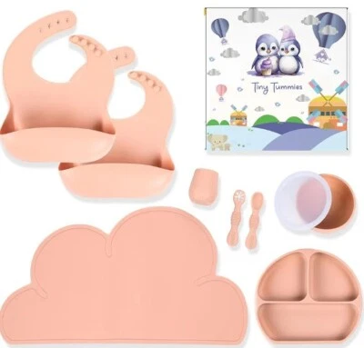 Juego de Alimentación Bebé Silicona Primer Alimento Esencial NUEVO Cuencos Estera Cucharas Foto 1 de 4