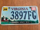 2020 Virginia License Plate Tag Farming Since 1614 Farm Barn 3897FG specialty