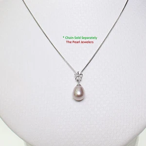 Lavender Pearl Pendant – 14k White Gold Hawaiian Plumeria Design - Picture 1 of 10