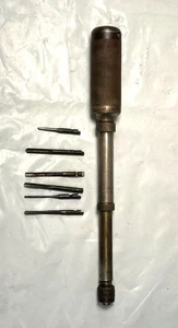 De colección North Bros / Stanley EE. UU. Yankee No. Taladro de empuje 41 con 6 brocas en mango - Imagen 1 de 4