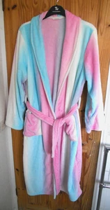 Morgenmantel RONGTAI CREME BLAU ROSA MEHRFARBIG FLEECE XXL (16/18?) - Bild 1 von 2