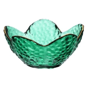 Lotus Jewelry Tray, Glass Trinket Dish Ring Holder, Green - Picture 1 of 7