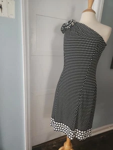 Joseph Ribkoff Cold Shoulder Black And White Dress Women's Size 14 - Picture 1 of 4