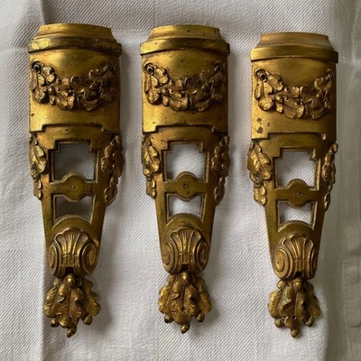 3 x French Antique Louis XV1 Style Brass Furniture Corners / Fittings - Image 1 of 4