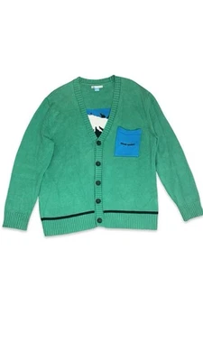 Cárdigan Suéter Zara Oscar Verde Marino Tejido 100% Algodón Para Hombre S-M Foto 1 de 4