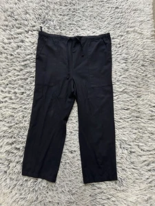 Pantalones Eskandar Mujer 2 Negros Boho Lagenlook Pull On Relajado Pierna Ancha Recortados - Imagen 1 de 10