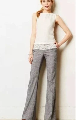 Elevenses 10 the Pants Brighton Linen Wide Leg Crochet Lace Waist Anthropologie - Image 1 of 4