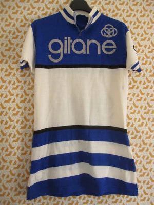Maillot Cycliste vintage GITANE bleu Cycles Acrylique Laine 70'S jersey - L - Photo 1/4